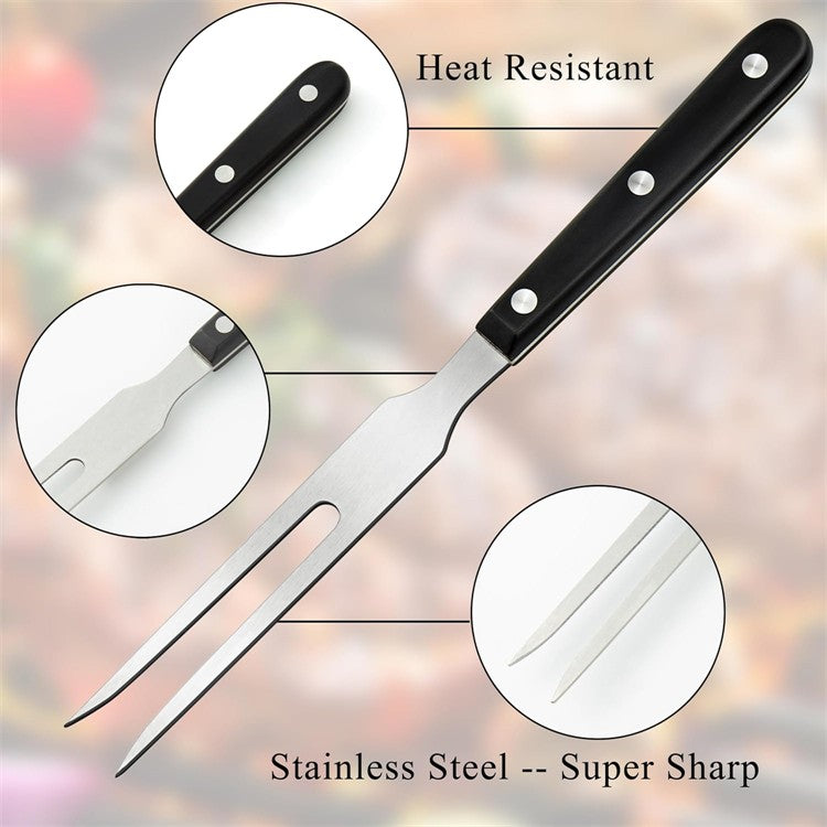 2 Pcs 10 Inch Meat Forks Stainless Steel Carving Forks with Wood Handle Long Barbecue Forks Kitchen Forks for Cooking Serving