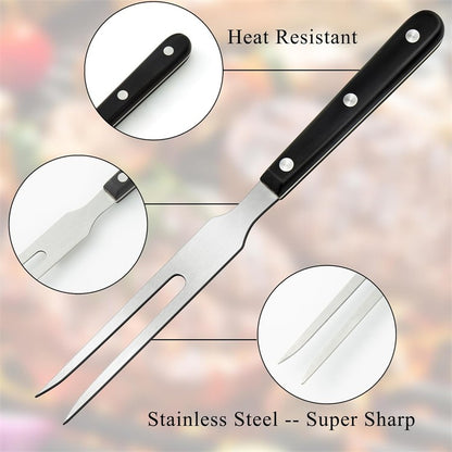 2 Pcs 10 Inch Meat Forks Stainless Steel Carving Forks with Wood Handle Long Barbecue Forks Kitchen Forks for Cooking Serving