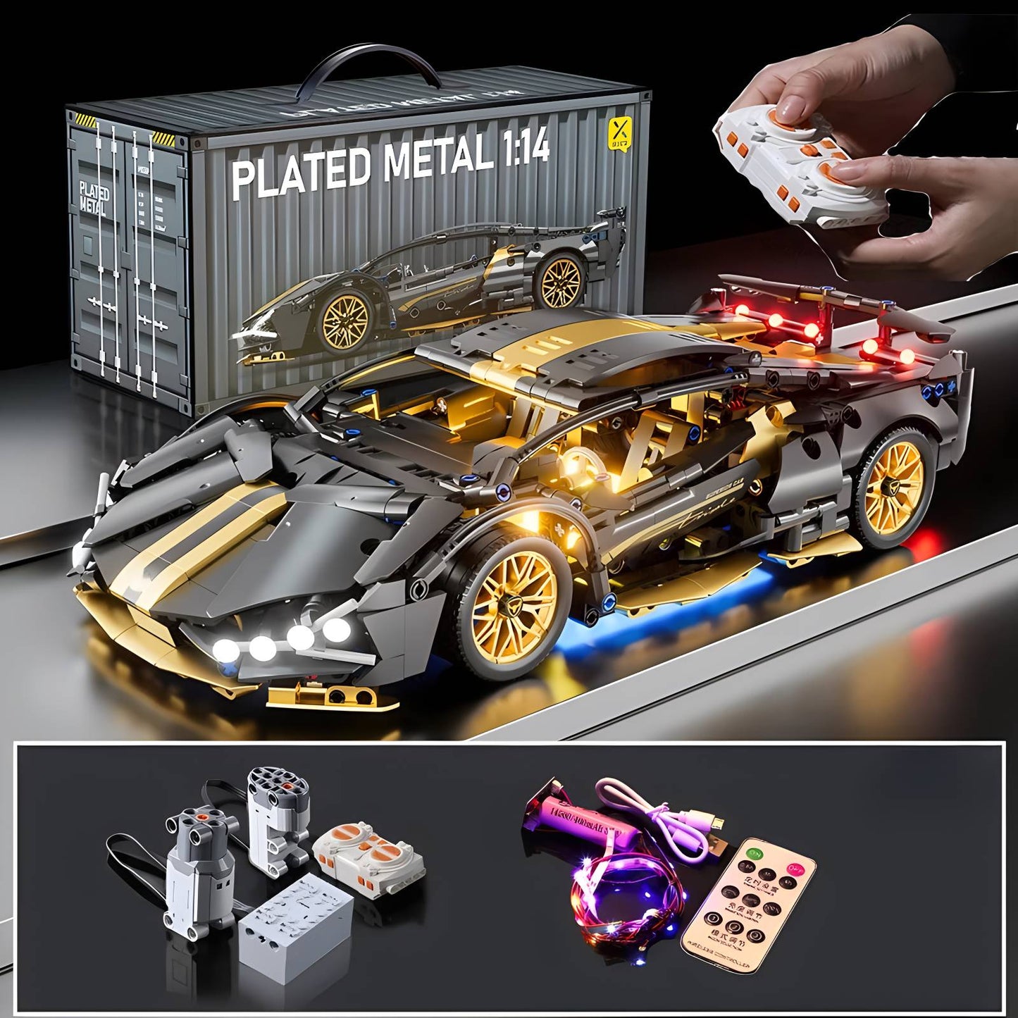 Blocos de Montar de Carro Esportivo de Corrida Técnico Maquete Técnicos para Adultos 1:14 DIY Supercarro Tijolo Quebra-Cabeça Brinquedos para Crianças e Adultos Presente?1280+peças?