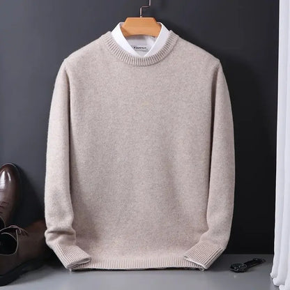 Men's Wool Cashmere Sweater O-Neck Pullovers Knitted Sweaters Autumn Winter Long Sleeve High-End Jumpers Tops Knitwear Male 3XL