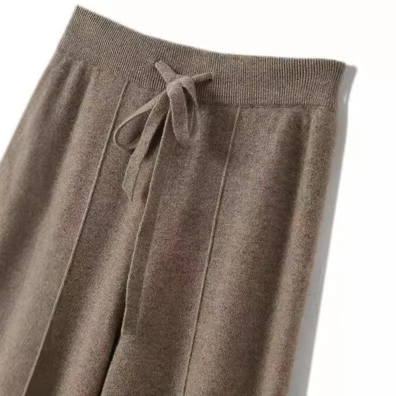 High Waist Knitted Woolen Wide Leg Pants Autumn Winter New Style Drapey Floor-Length Casual Trousers Skin-friendly Warm