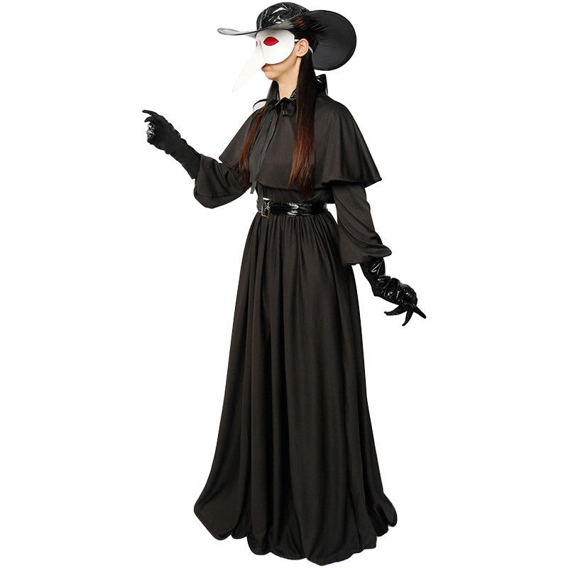 Medieval Robe Plague Doctor Cosplay Costume Bird Crow Long Mouth Mask Suit Monk Steampunk Priest Wizard Halloween Party Cloak