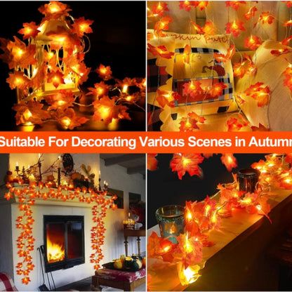 Fall Thanksgiving  Artificial Maple Leaf Leaves 10/20LED Light String Garland Home Party DIY Halloween Christmas Decoration 2025