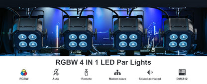 U'King 8Pcs/Set Square LED Par Lights 4X8W RGB LED Stage Light Remote&DMX Controlled DJ Light For Wedding Party Club Disco Event