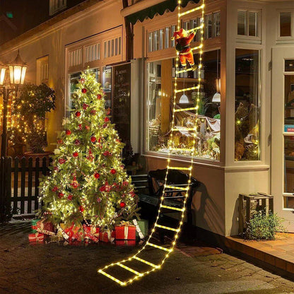 Christmas Decoration 2025 Santa Claus Climbing Ladder Room Decoration Home Outdoor Garden Cristmas Tree Ornement Gift LED