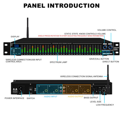 EQ31SUB Digital Equalizer 31 Stage Tuner Professional Stage Performance Noise Reduction Audio Processing