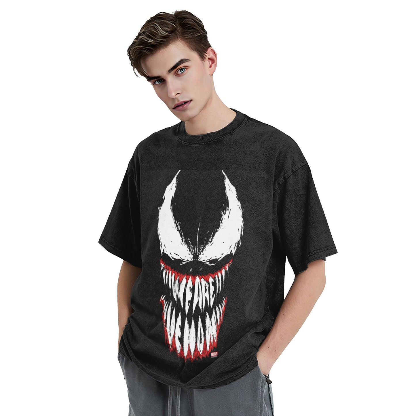 We Are Venom Washed T Shirts Streetwear Hip Hop Novelty T-Shirts  Tees Tops for Men Women Short Sleeve Street Printed
