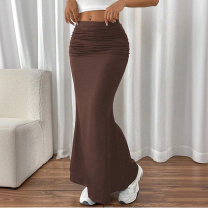 Fishtail Bodycon Skirt Women Autumn New in Fashion High Waist Fold Skirts Lady Causal Street Short Dress Sexy Solid Slim Skirt