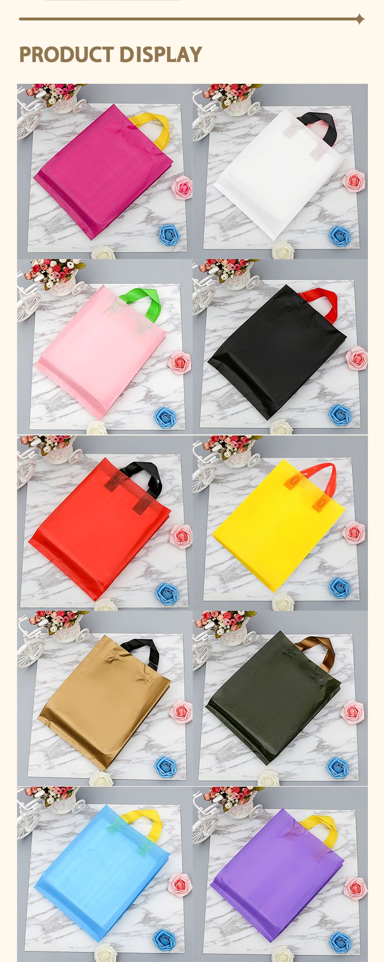 50 supermarket shopping bags clothing store plastic bags personalized advertising tote bags party gift bags custom printed logo