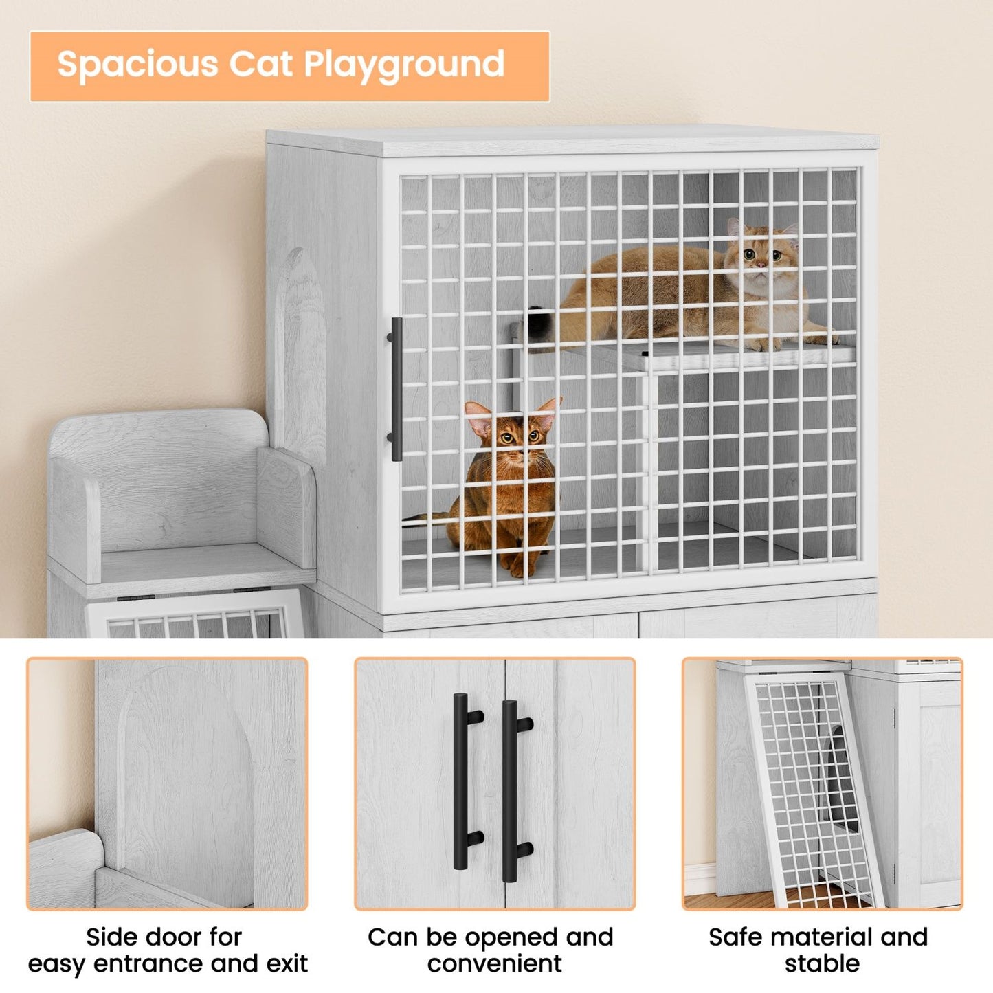 Caixa de Areia para Gatos Oculta com Plataforma, Móvel para Gatos de Camada Dupla, Móvel para Banheiro de Gatos, Casinha de Gatos com Escada