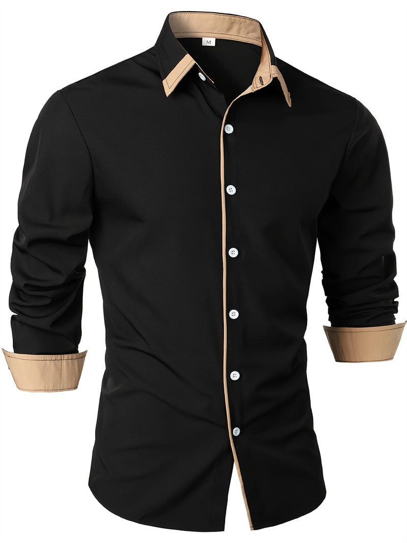 2025 men's long sleeved shirt formal shirt casual business loose comfortable high-quality solid color men's top