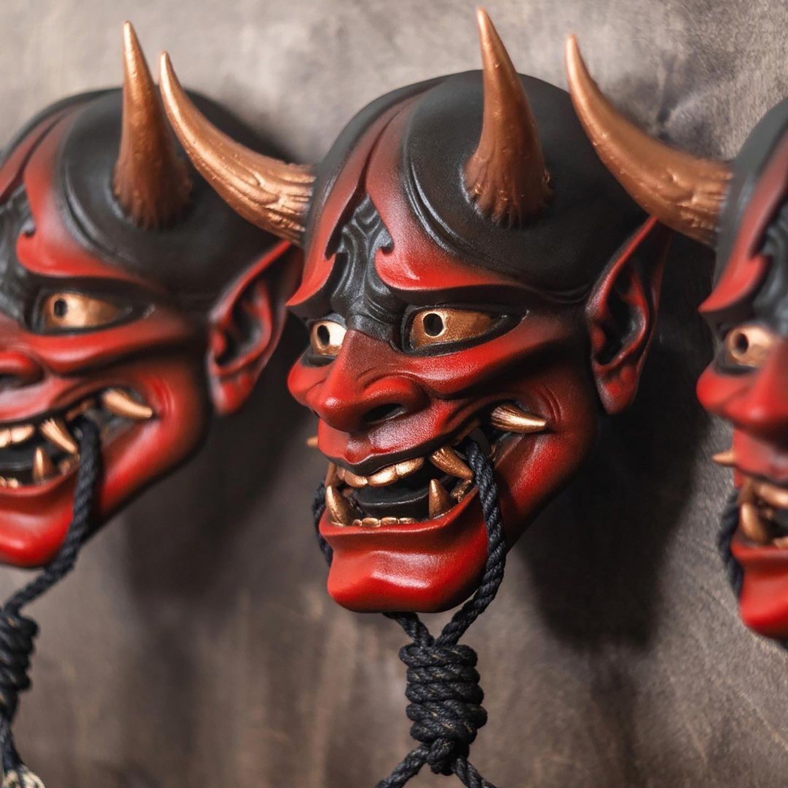 Halloween Prajna Mask Japanese Color Bonjour Noh Kabuki Demon Mask Hundred Ghosts Night Out Resin Ghost Samurai Props Party Mask