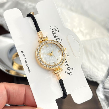 Ladies Colorful Nylon Pull-Style Bracelet Alloy Case Arabic Scale Printed Dial Christmas Quartz Watch Suitable for Holiday Gift