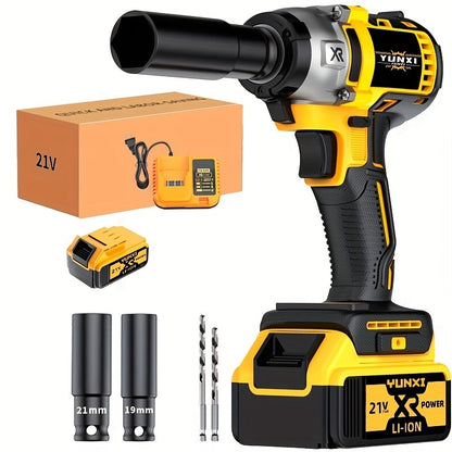 Nova chave elétrica de lítio sem escovas, chave de impacto sem fio, chave de impacto recarregável, equipada com soquete, perfeita para