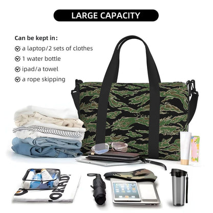 Tiger Stripe Camouflage Military Camo Beach Travel Bag Large Capacity Tote Bags for Gym Yoga Women Shopping Duffle Shoulder Bag