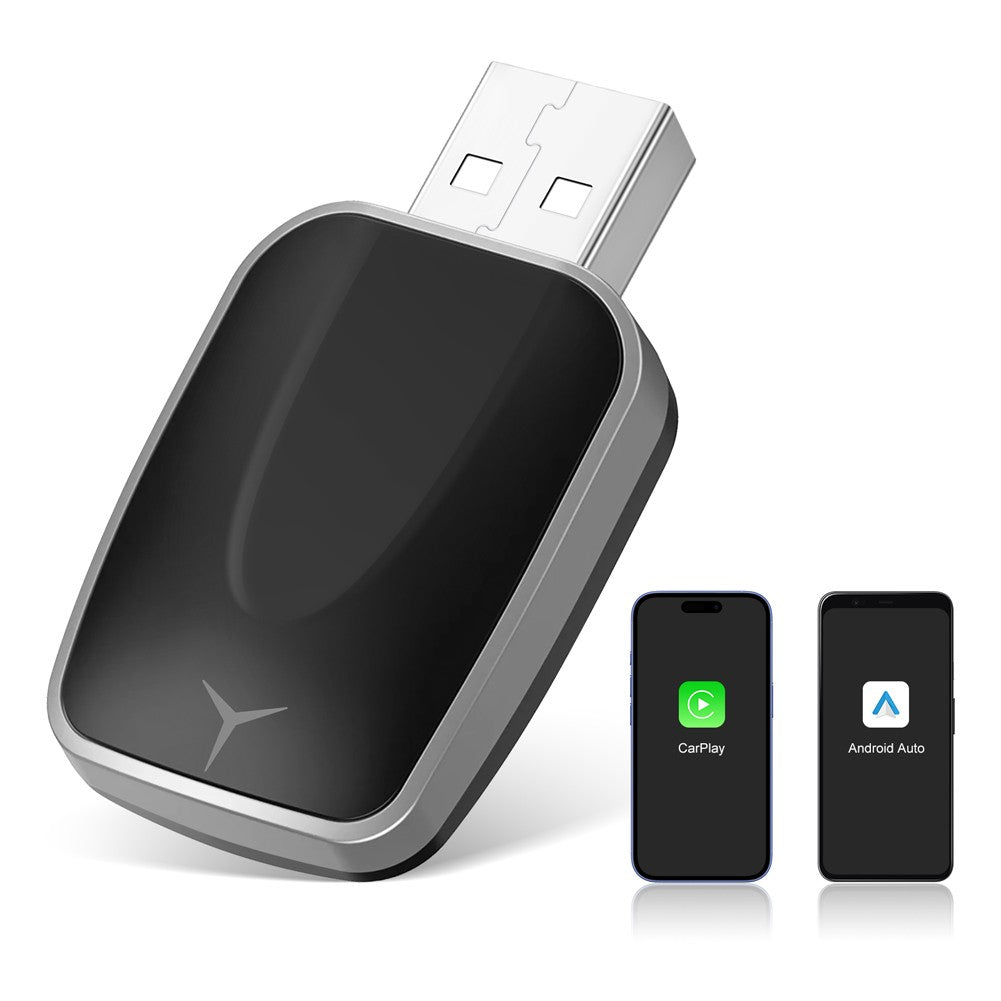 2-in-1 Wired to Wireless CarPlay Adapter & Android Auto Wireless Adapter Bluetooth Dongle Plug And Play USB-A/C for (2016+ Cars)