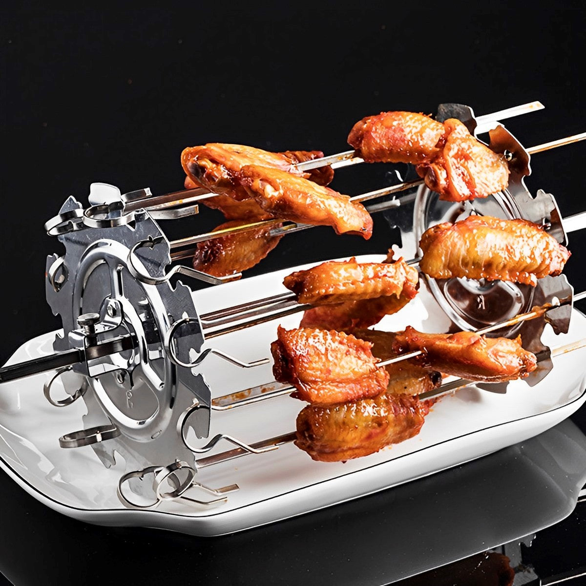 Oven Grill Cage Stainless Steel Meat Skewer Cage Heat-Resistant BBQ Roaster Non-Stick Kebab Maker Machine Meat Rotisserie Skewer