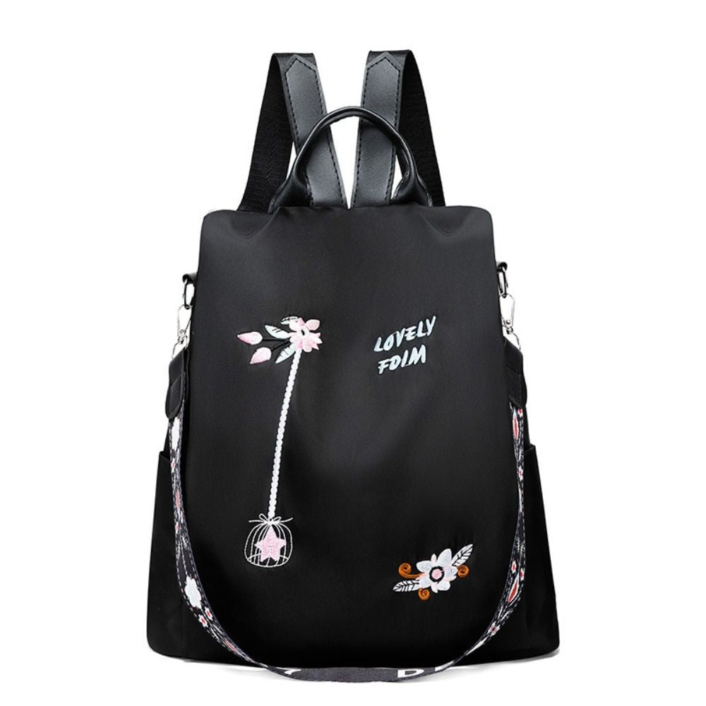 Mochila Feminina Oxford Impermeável Antifurto Moda Escola Bordada Designer Feminina Grande Capacidade Viagem Ombro Bolsa de Mão