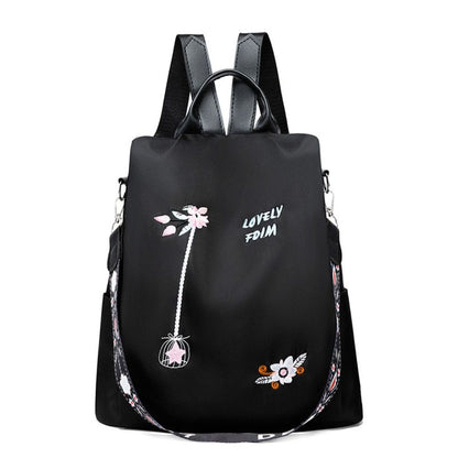 Mochila Feminina Oxford Impermeável Antifurto Moda Escola Bordada Designer Feminina Grande Capacidade Viagem Ombro Bolsa de Mão