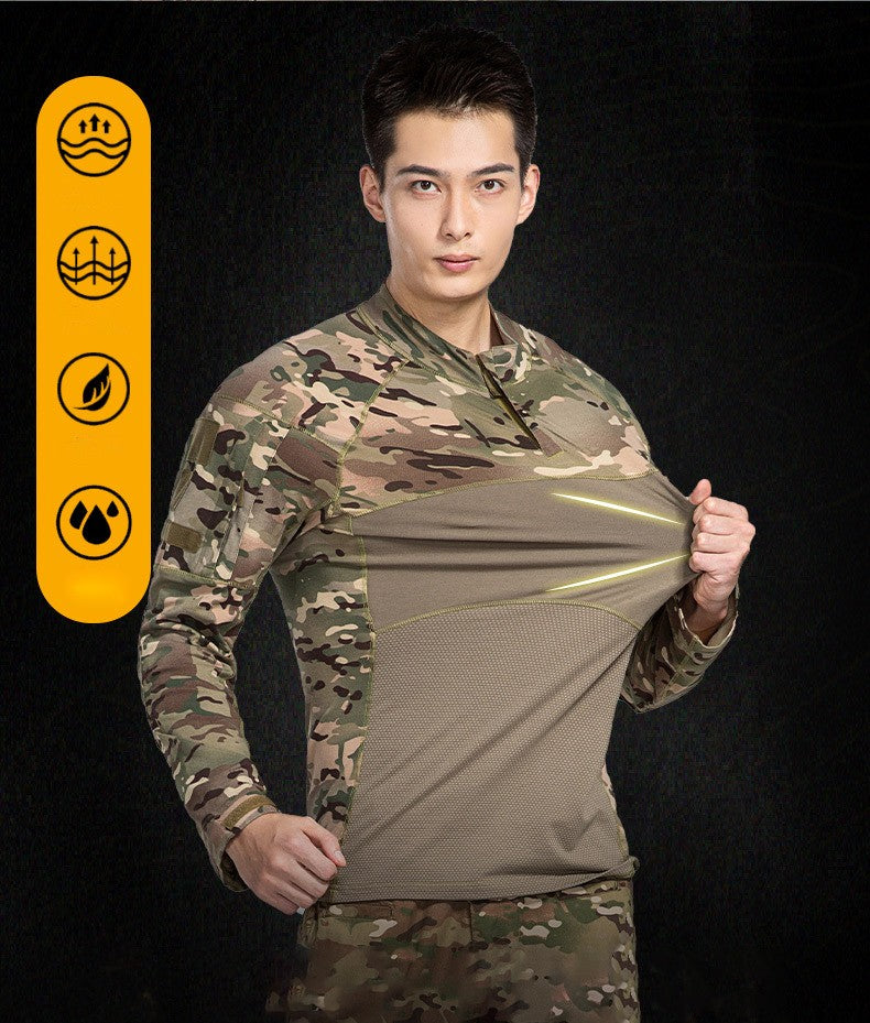 Men Outdoor New Tactical Camo Frog Shirts Wear Resistant Scratchproof Breathable T-shirt Climbing Combat Hunting Men Shirt