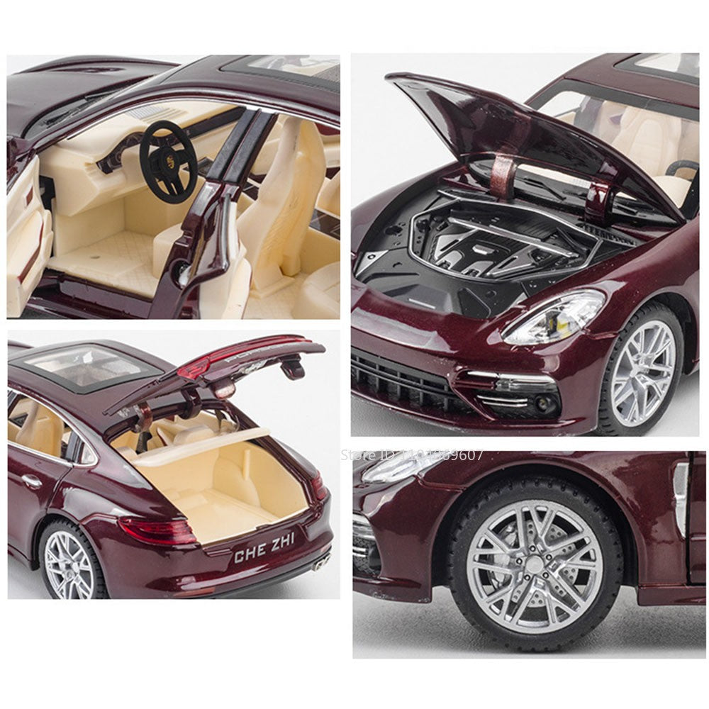 1:24 Scale Panamera Miniature Car Model Toys Alloy Diecast with 6 Doors Opened Pull Back Toy Vehicles for Kids Birthday Gift