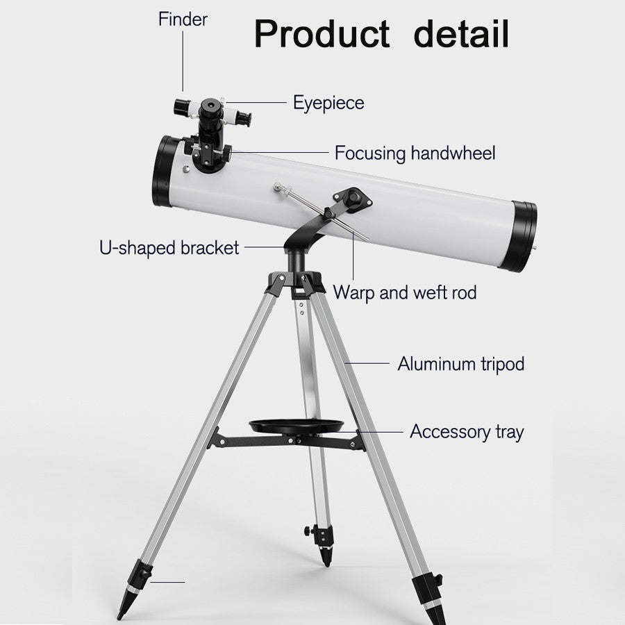 Telescópio Profissional Monocular 35X-875X com Abertura Grande de 114MM F70076 para Observação de Estrelas, Pássaros e Lua