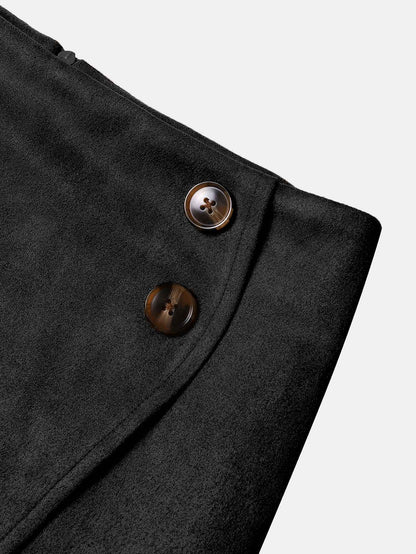 New Arrival 2025 Women's Autumn Winter Suede Irregular Skirt Solid Color High Waist Zipper Button Short Skirts For Woman