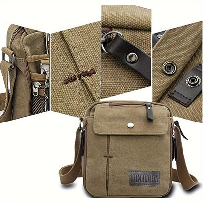 Unisex Canvas Crossbody Bag, Korean Style Outdoor Multi-Purpose Casual Shoulder Bag for Men, 1-Pack