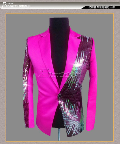 HOO 2025 Men's Color Matching Casual blazer Fashion Host Performance Sequined Dress