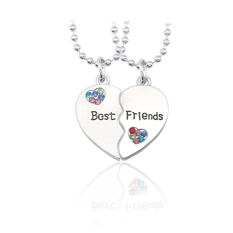 Colar de 2pçs/conjunto Colar com Pingente de Coração Quebrado Colar Masculino e Feminino Melhores Amigas BFF Amizade Aniversário Presente Joias