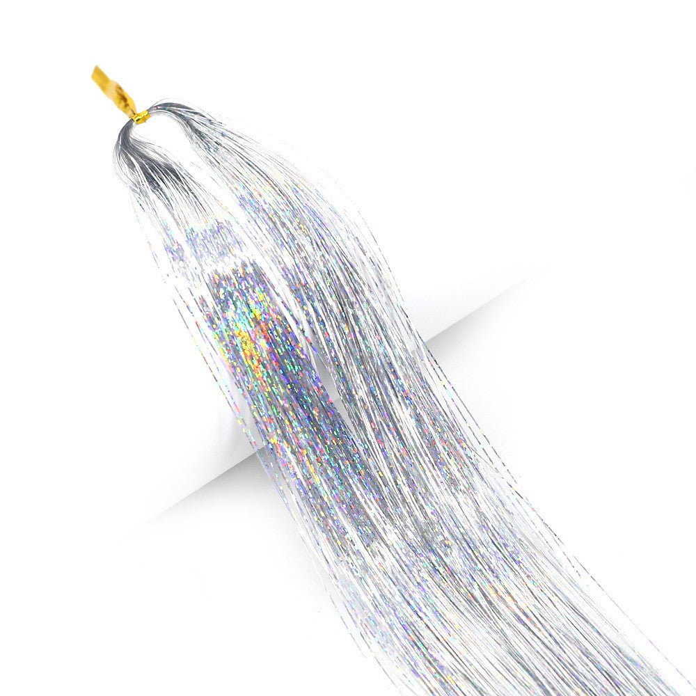 Kit de Fios Brilhantes Coloridos de Glitter para Cabelo, Fio de Cabelo Dourado Brilhante, Extensões de Corda, Acessórios de Cabelo para Mulheres, Enfeite de Cabelo