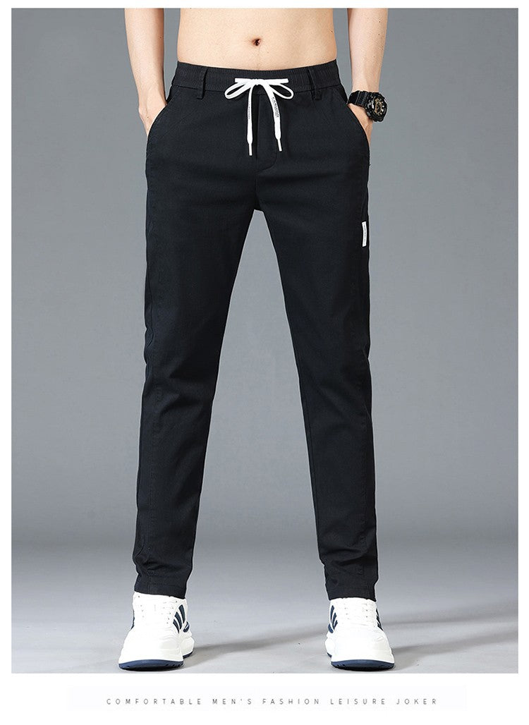 6 Colour Summer Men's Classic  Cotton Solid Color Fashion Business Casual Pants Elastic Waist Korean Fashion Men Clothing 28-38