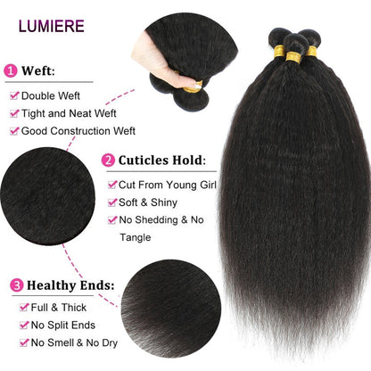 Pacotes de Cabelo Humano Liso Kinky Yaki 100% Cabelo Humano Virgem Puro Brasileiro Extensões de Cabelo em Promoção/Liquidação