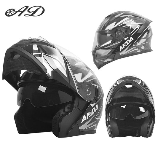 AD Full face uncovered helmet for men autumn and winter warm motorcycle riding indispensable helmet