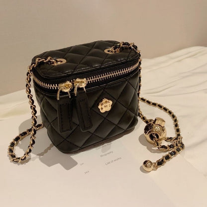 New Mini Quilted Chain Diamond Checkered Women's Crossbody Bag Fashion Mini Handbag  PU Leather Woman's One-shoulder Small Bag