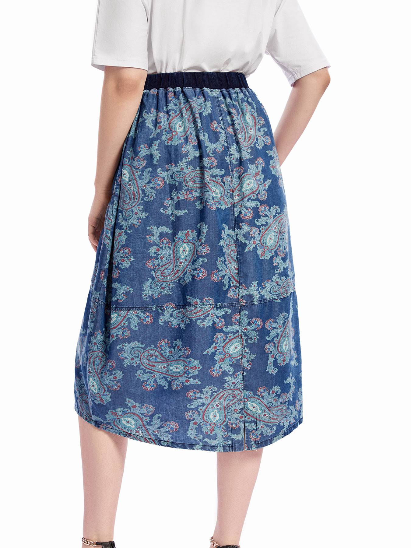 Women Plus Size Woven Spring And Autumn Denim Skirt