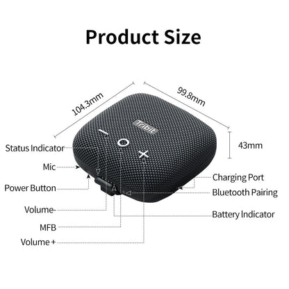 Tribit StormBox Micro 2 Caixa de Som Bluetooth Portátil 90dB Som Alto Graves Profundos IP67 à Prova D'água Pequena Caixa de Som para Acampamento Alça Embutida