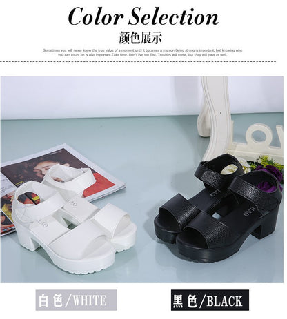 Summer New White High-heeled Women's Sandals Women's Chunky Heel Wedge Platform Sandals Fish Mouth Shoes Roman Sandals for Women