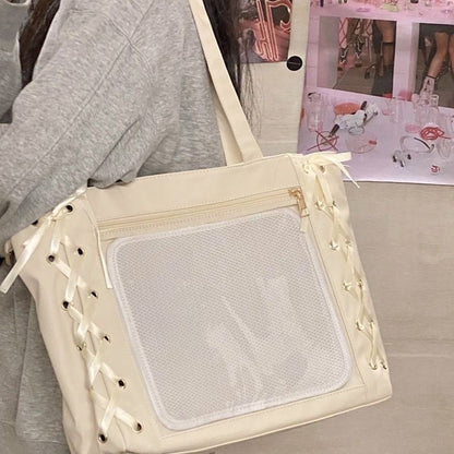 New Original Spicy Girl Cool Ita Bag Large Capacity Transparent Pain Layer Crossbody Bag Love Chain Ulzzang Shoulder Bag Handbag