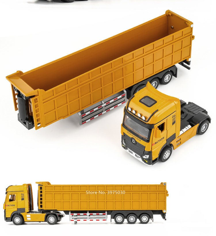 1:50 Miniatura de Caminhão Basculante Brinquedos Modelo 3 Portas Aberto Veículo de Engenharia Estendido Luz Som Carro Meninos Presente de Festival