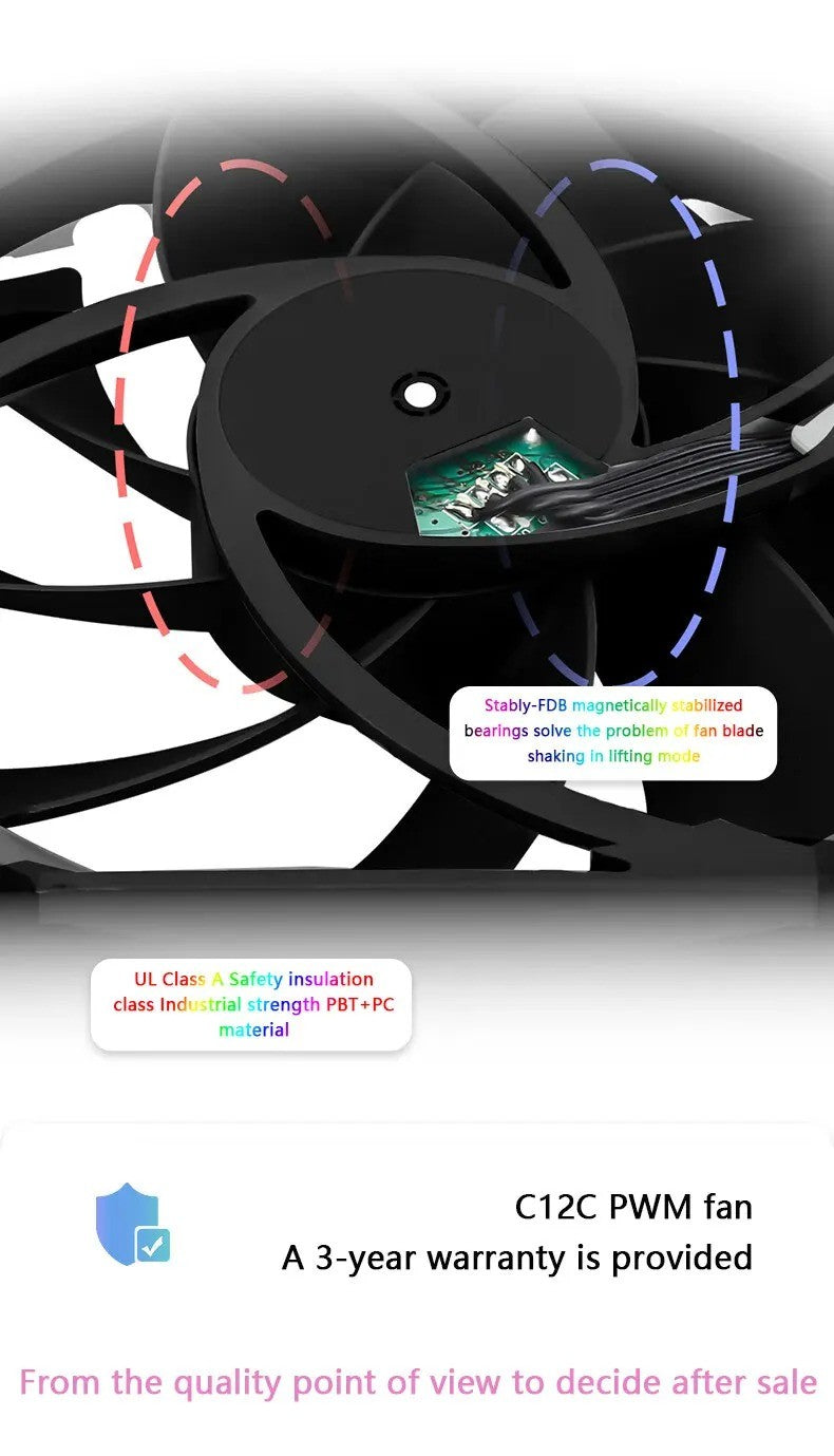 Thermalright TL-C12C PC Cooling Fan 120mm 5V 3PIN ARGB Computer Case Fan 4pin PWM 1550RPM Adjustable Speed 12cm CPU Cooler Fan