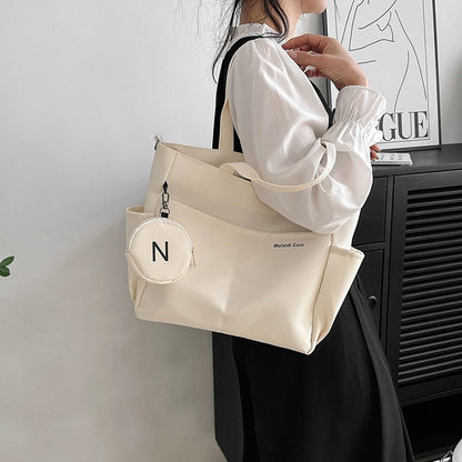 Minimalist Nylon Tote Bag, Oxford Waterproof Handbag Shoulder Crossbody Bag with Pocket, Effortless Style for Women Daily Errand