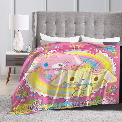 Sugarbunnies Sugar Rabbit Knitted Blanket Fleece Super Soft Throw Blankets for Outdoor Travel Bedroom Quilt