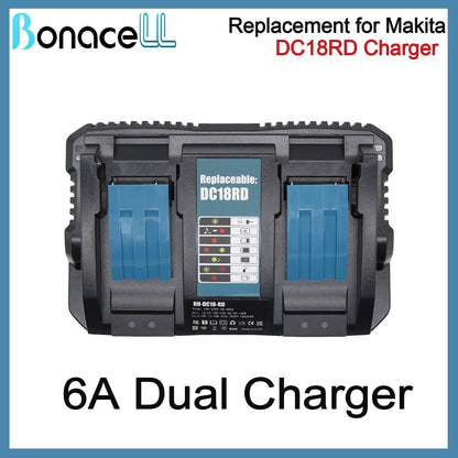 Para Carregador Duplo Makita 18V 6A Plugue UK EU AU US Substituição Para Bateria de Lítio Makita 18V Para Carregador Makita DC18RC DC18RD