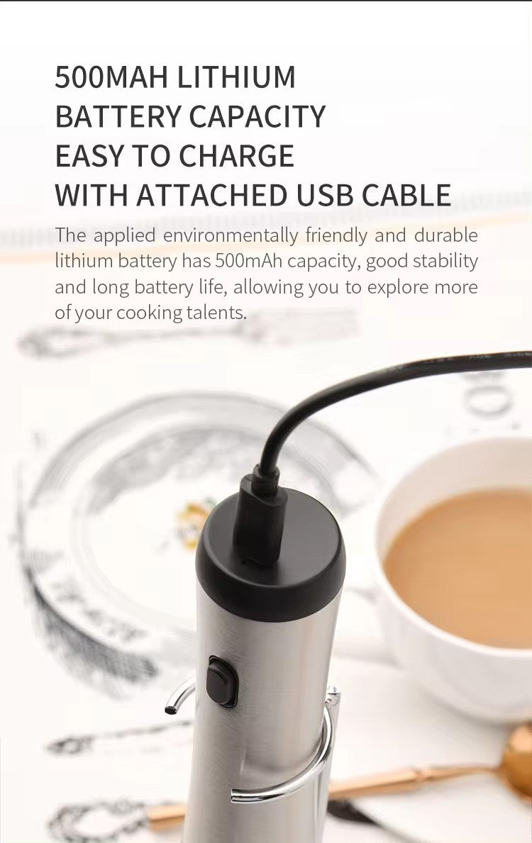 Kitchen Powerful Stirrer Milk Frother Handheld Foam Maker for Lattes Whisk Drink Mixer Coffee Electric Rechargable Egg Beater