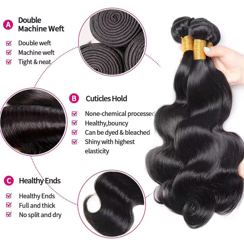 16A 30 40 Polegadas Cabelo Humano Body Wave Bundles Cabelo Humano Virgem Não Processado 100% Extensões de Cabelo Humano Cru Brasileiro