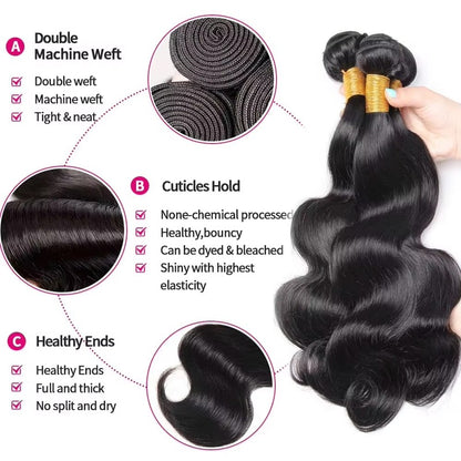 16A 30 40 Polegadas Cabelo Humano Body Wave Bundles Cabelo Humano Virgem Não Processado 100% Extensões de Cabelo Humano Cru Brasileiro