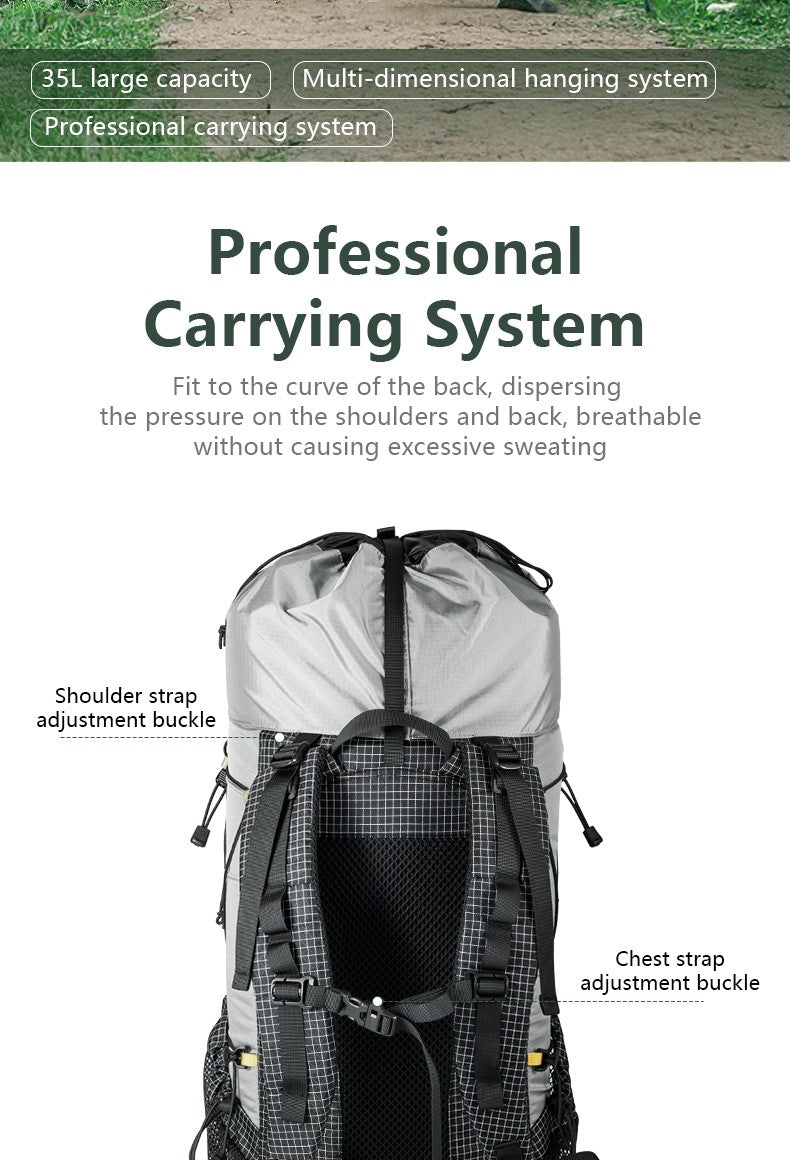 BISINNA Camping Backpack 25+10L Ultralight Travel Bag for Men Women Large Capacity Outdoor Sports Climbing Hiking Backpack