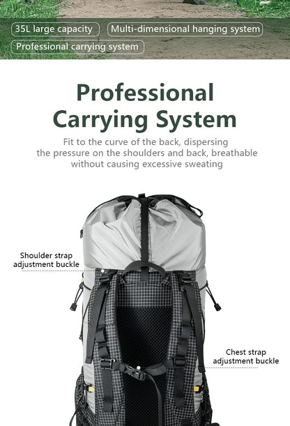 BISINNA Camping Backpack 25+10L Ultralight Travel Bag for Men Women Large Capacity Outdoor Sports Climbing Hiking Backpack