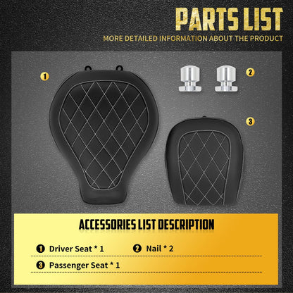 Assento de Passageiro de Motorista de Moto 2 Lugares Preto/Azul/Branco/Vermelho Para Harley Softail Fat Boy FLFB FLFBS 18-Up Breakout FXBR 23-Up